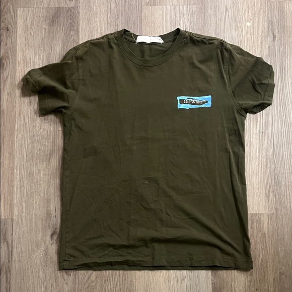 Off-White Dark Green Short Sleeve Tee - Picture 1 of 2
